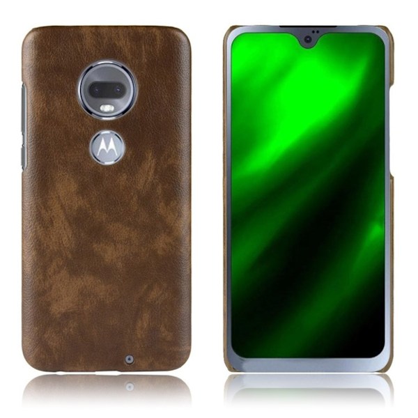 Motorola Moto G7 litchi textur läderfodral - brun Brun