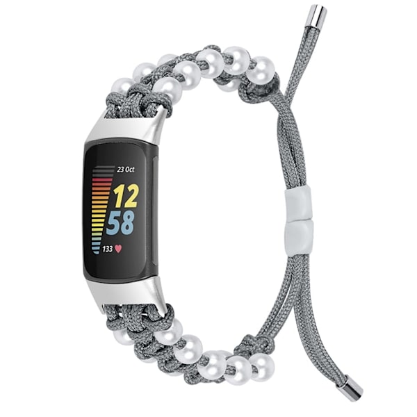 Fitbit Charge 5 - tyylikäs nailonhihna - Harmaa Silver grey