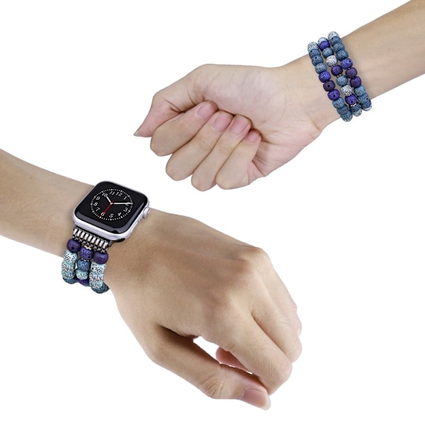Apple Watch Series 8 (45mm) / Watch Ultra klockarmband i bodhi-formad pärlstil - Blå Blå