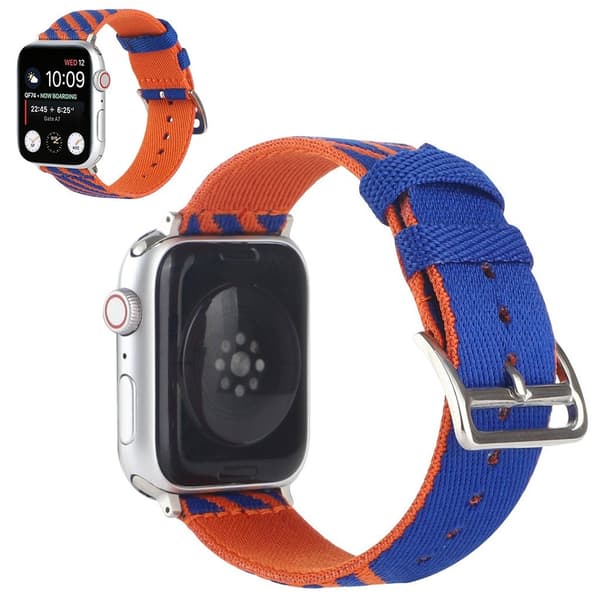 Apple Watch 40 mm klockarmband i nylon med dubbla färger - Blå / Orange Blå