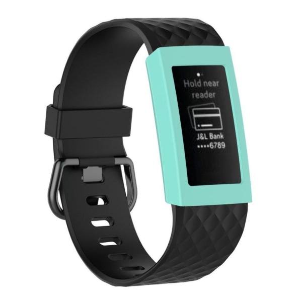 Fitbit Charge 3 silikooni muovinen suojakuori kehys - Cyaani Green