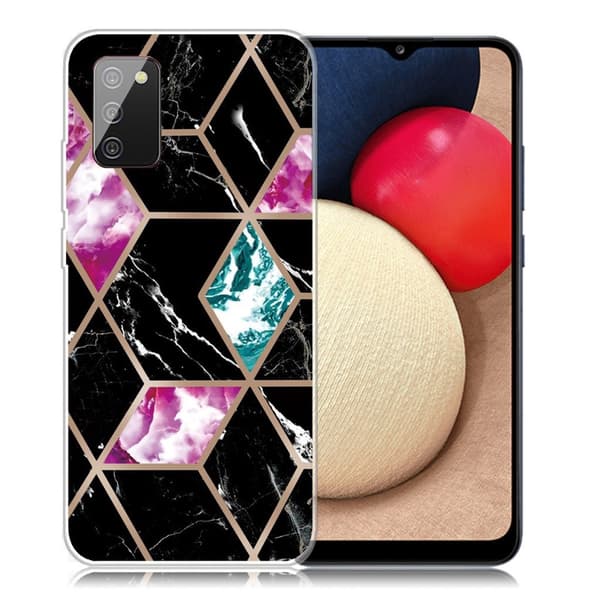 Marble Samsung Galaxy A02s Etui - Tile of Black / Cyan / Rose Multicolor