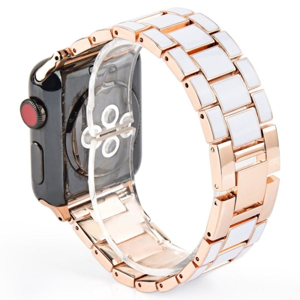 Apple Watch (45mm) 3 bead fashionable watch strap - White / Gold multifärg