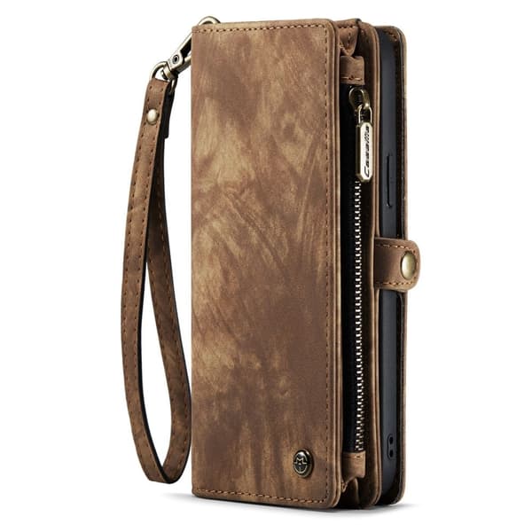CaseMe iPhone 14 Plus Zipper Lompakko - Ruskea Brown