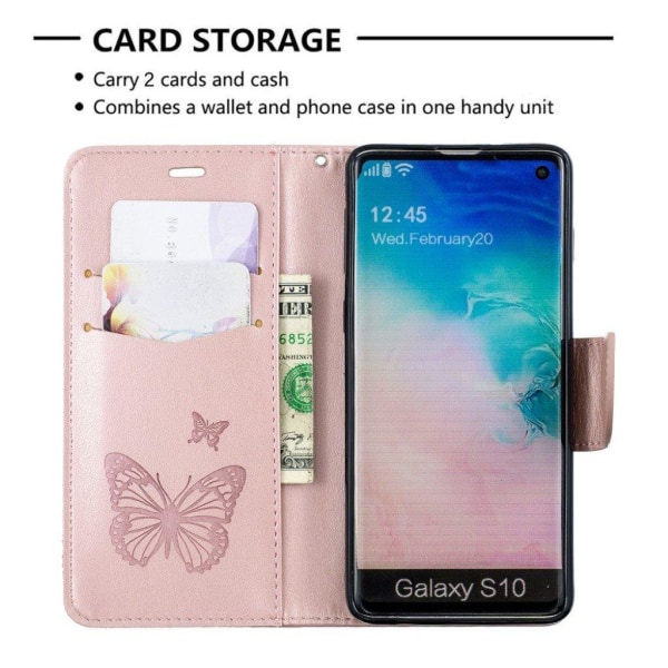 Butterfly Samsung Galaxy S10 kotelot - Ruusukulta Gold