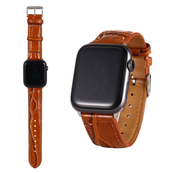 Apple Watch Series 5 / 4 44mm læderetui med krokodillemønster - Brun Brown