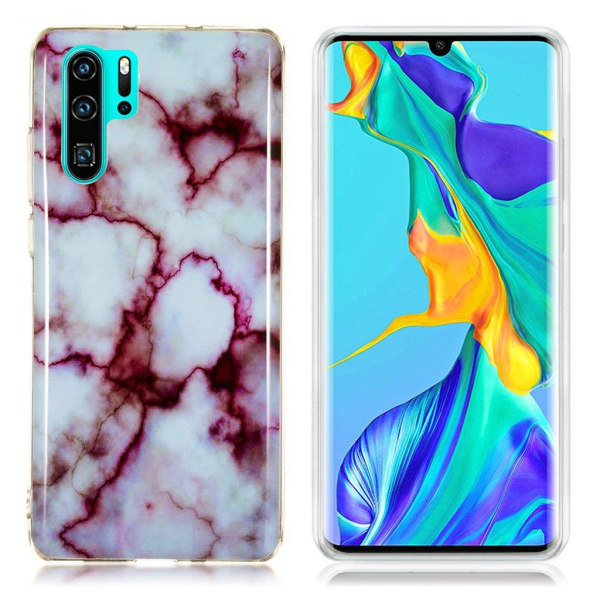 Huawei P30 Pro marmor mønster fleksibelt etui - Model E Purple