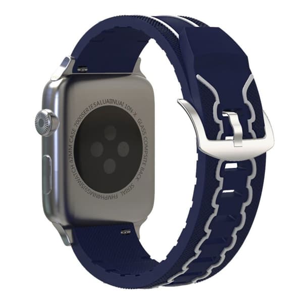 Apple Watch Series 4 44mm ECG mønster silikone Urrem - Mørkeblå / Hvid Blue