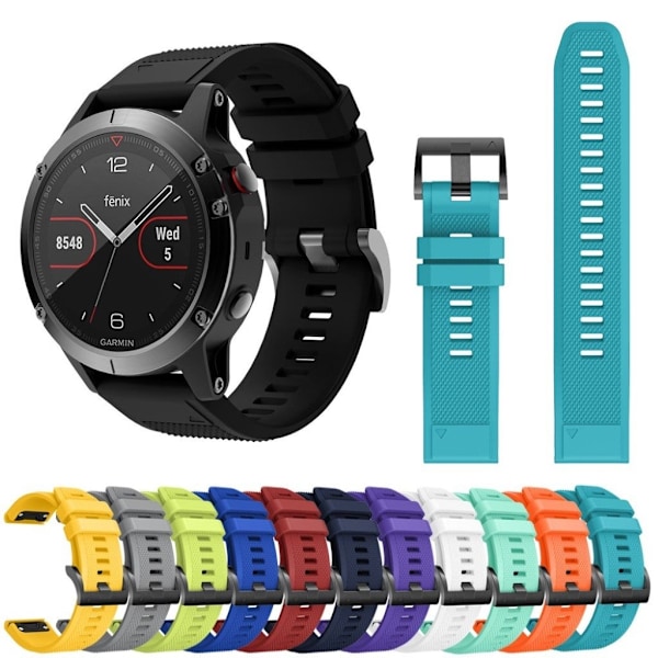 Garmin Fenix 5 holdbar silikoneurrem - Sort Black