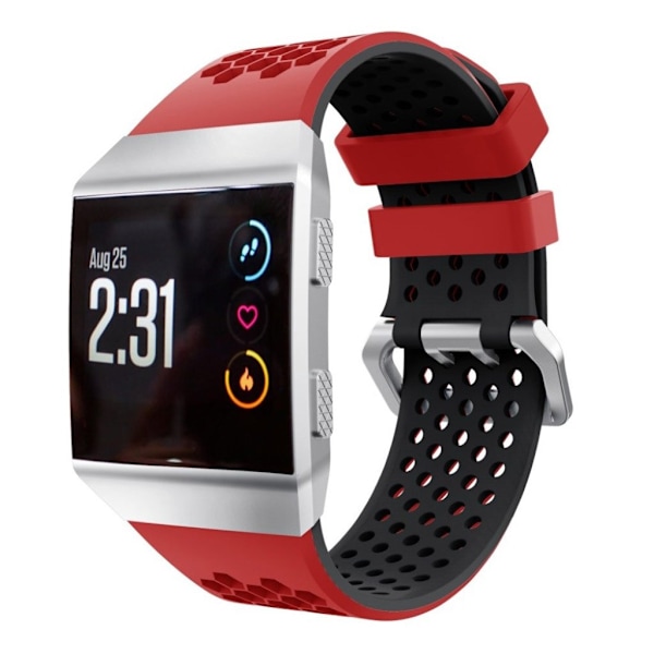 Fitbit Ionic To-farvet silikone rem - Rød/sort Red
