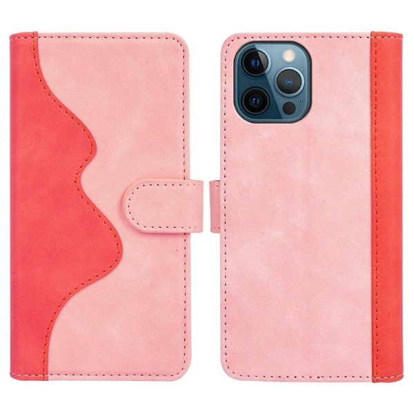 To-farvet iPhone 12 Pro Max læderetui - Pink Pink