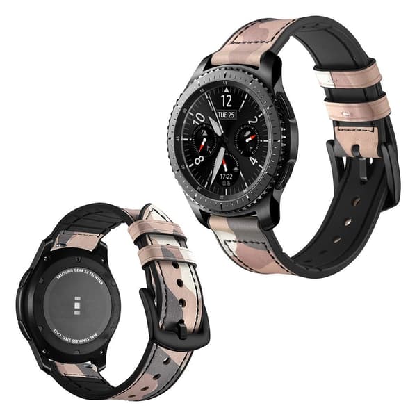 Samsung Gear S3 / Frontier camouflage ægte læder Urrem - Camouflage Pink Pink