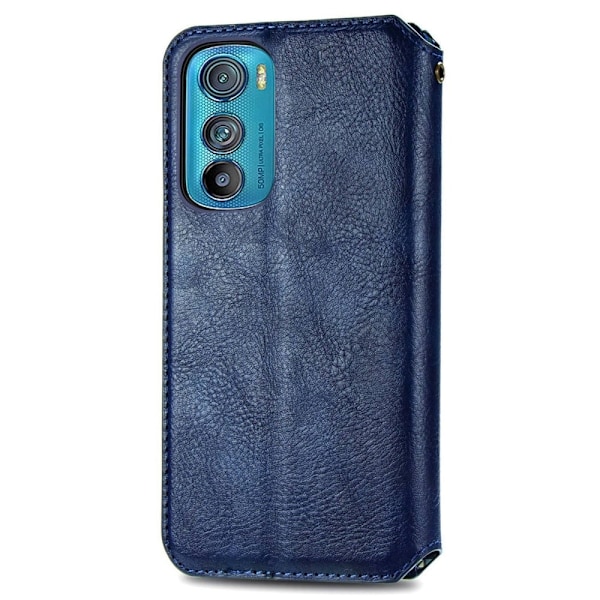 Läder Motorola Edge 30 fodral med romb-design - Blå Blå