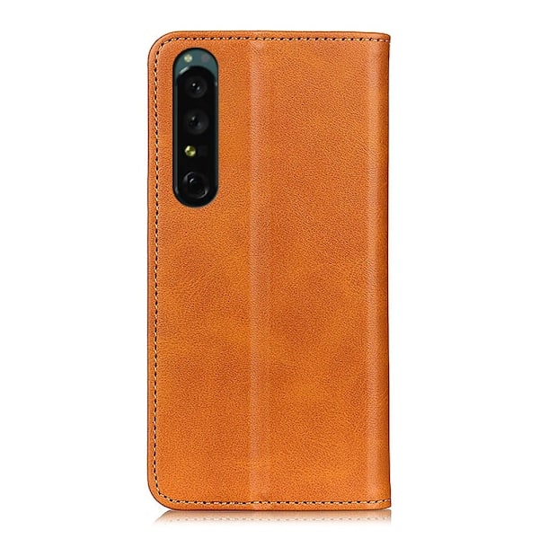 Flip Etui med Pung i Ægte Læder til Sony Xperia 1 V - Brun Brown