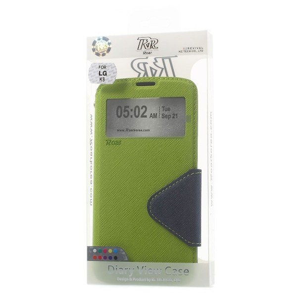 Roar Korea LG K8 Læder-etui med vindue - Grøn Green