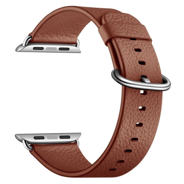 Apple Watch Series 5 40mm litchi genuine leather watch band - Br Brun