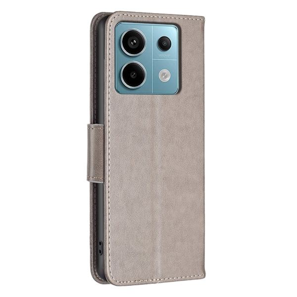 Butterfly läder Xiaomi Redmi Note 13 Pro 4G fodral - Grå Silvergrå