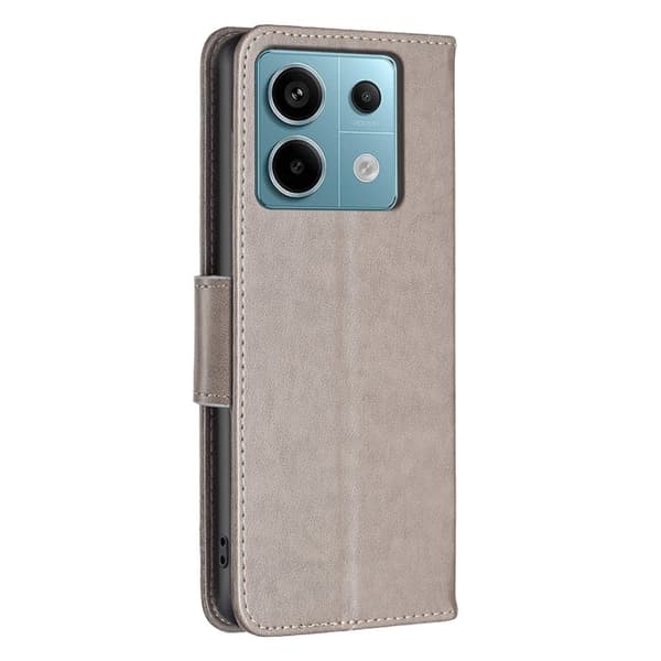 Butterfly Xiaomi Redmi Note 13 Pro 4G nahkakotelo - Harmaa Silver grey