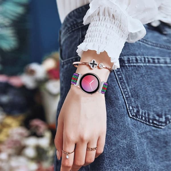 Elastisk urrem i unikt design til Samsung Galaxy Watch - Trefarvet Tribal Blomstermønster Multicolor