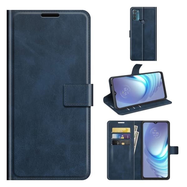 Wallet-style Læder Etui til Motorola Moto G50 - Blå Blue