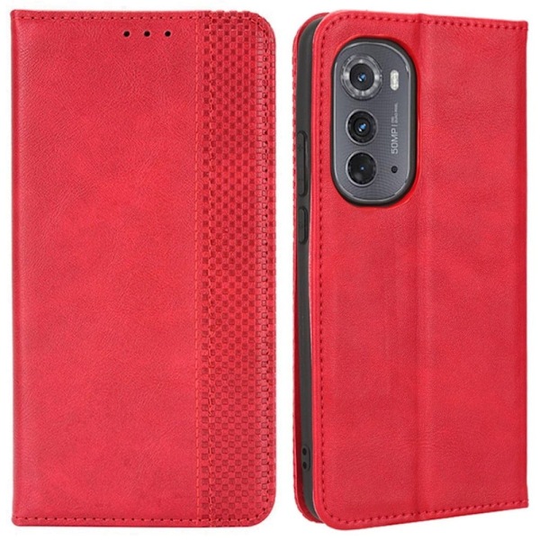 Bofink Vintage läder Motorola Moto Edge 2022 fodral - Röd Röd