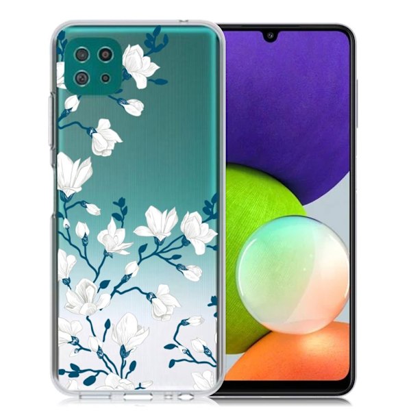 Deco Samsung Galaxy A22 5G skal - Vit Blomma Vit