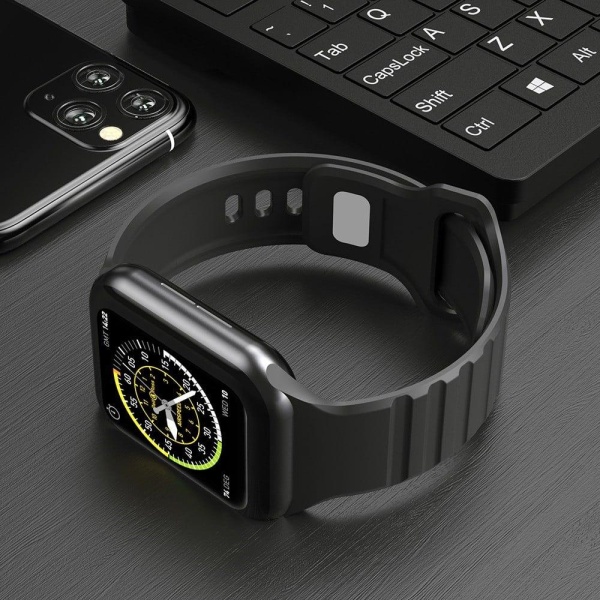 Apple Watch Series 8 (41mm) stripe etched silicone watch strap - Vit