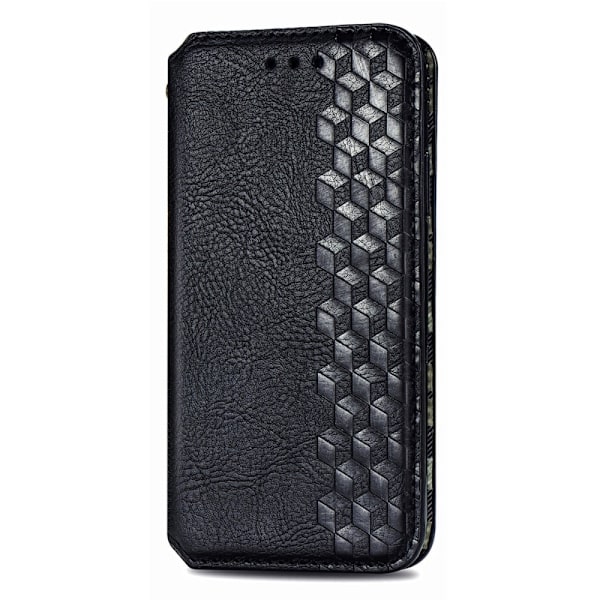 Læder Etui med A Stilfuldt Rhombus Tryk til Nokia X30 - Sort Black
