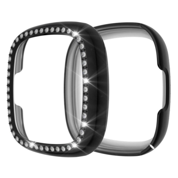 Fitbit Versa 3 / Sense stylish rhinestone frame - Black Svart