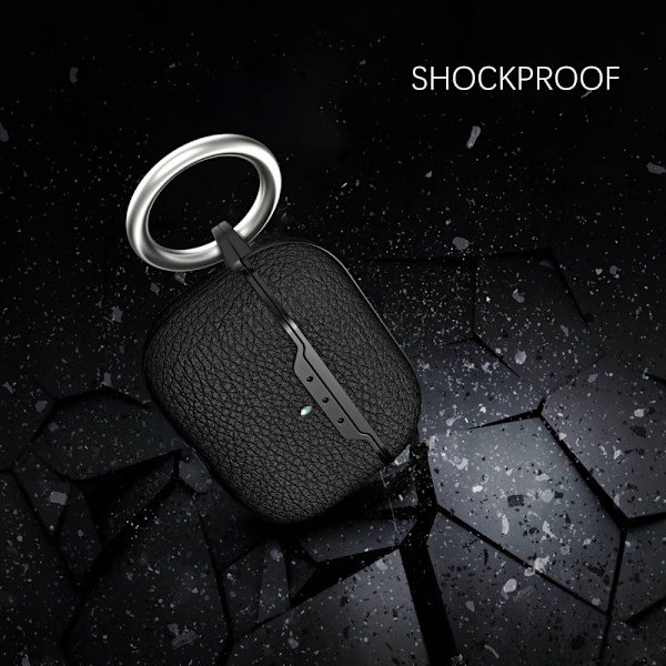AirPods Pro 2 litchi texturfodral med spänne - Blå Blå