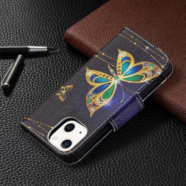 Wonderland iPhone 13 flip etui - Sommerfugle Som Smykke Multicolor