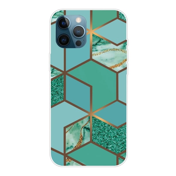 Marmormotiv iPhone 14 Pro skal - Blågrön Marmorplatta Grön