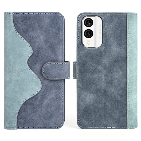 Two-color leather flip case for Nokia X30 - Blue Blue