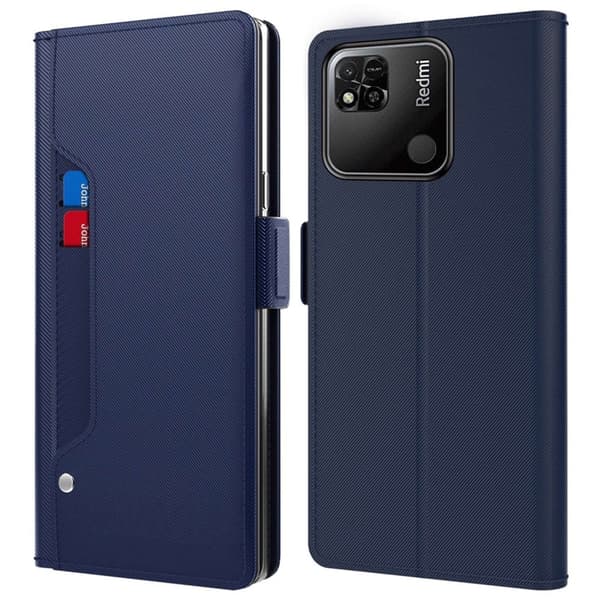 Phone Etui med Make-up Mirror og Slick Design til Xiaomi Redmi 10C - Blå Blue