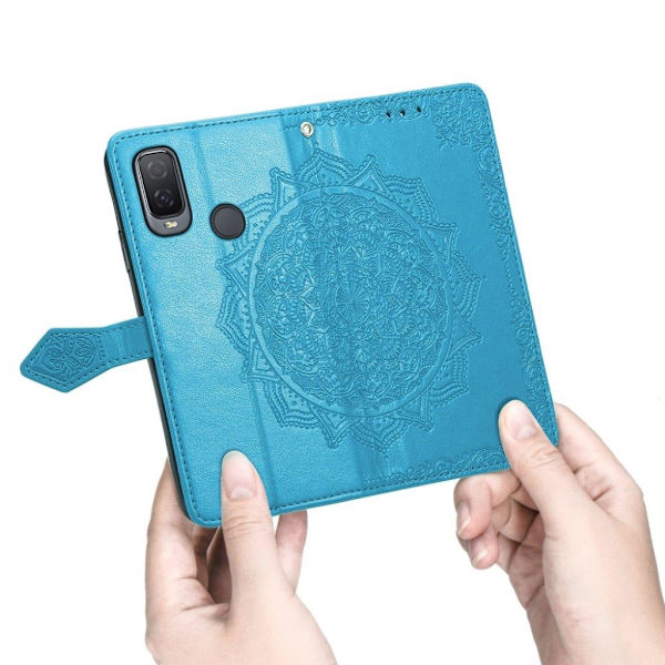 Mandala Alcatel 1L (2021) etui i lær - Blå Blue