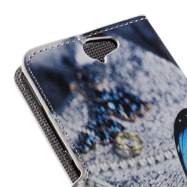 Moberg HTC One A9 Lær Etui - Blå Sommerfugl Blue