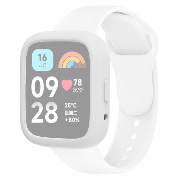 Klockfodral Xiaomi Redmi Watch 3 Lite / Watch 3 Active Skyddsram i mjuk silikon - Vit Vit