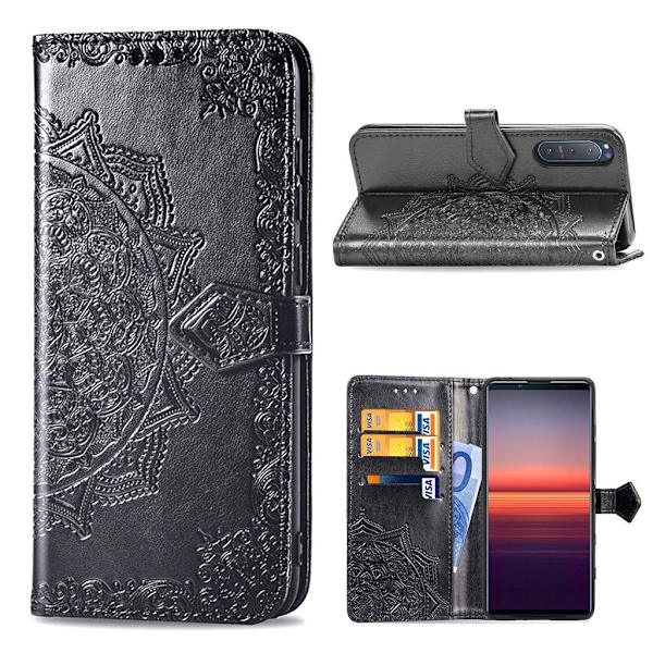 Mandala Sony Xperia 5 II Flip Etui - Sort Black