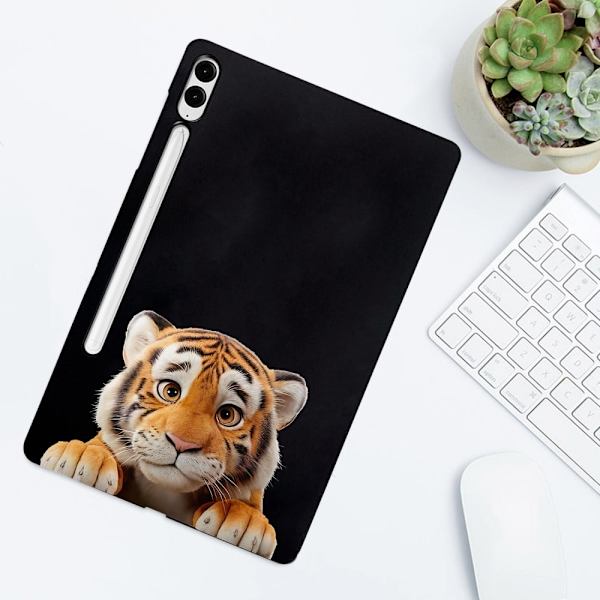Samsung Galaxy Tab S10 Plus / S9 FE Plus / S9 Plus Case Pattern Printing Slim Flexible Tablet Protective Cover - Little Tiger Brown