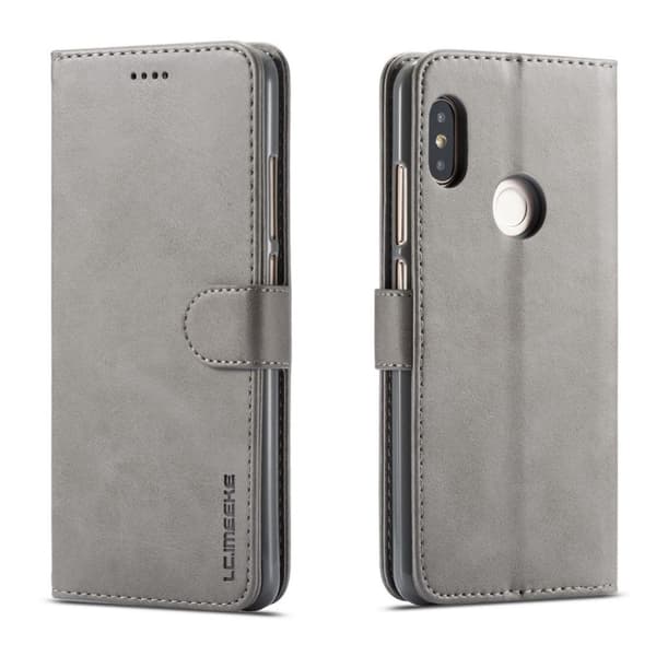 LC.IMEEKE Xiaomi Redmi Note 6 Pro nahkainen suojakotelo - Harmaa Silver grey