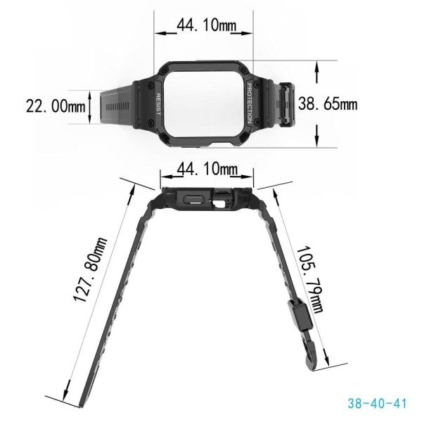 Klockarmband med integrerat skal för Apple Watch (41 mm) - Svart Svart