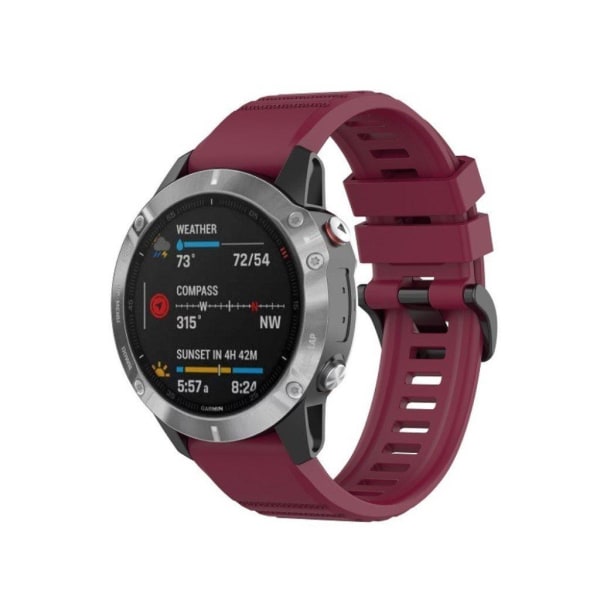 Garmin Fenix 6 stilfuld silikone urrem - Rødvin Red