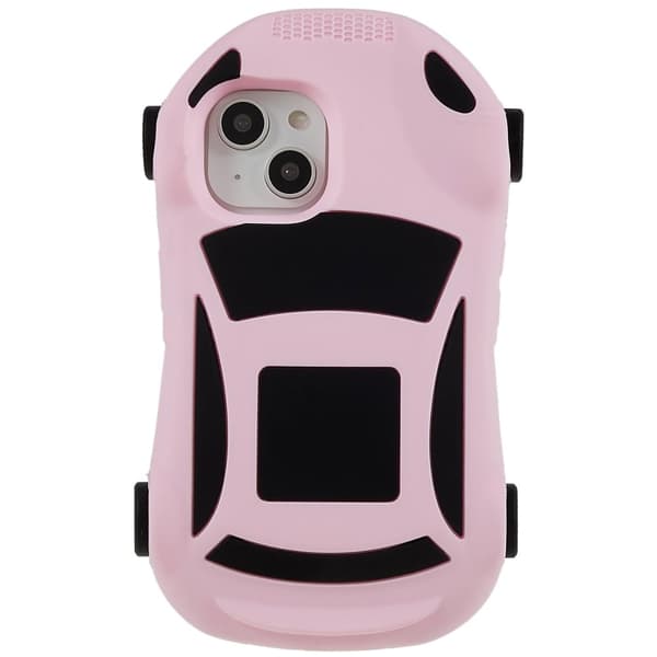 iPhone 14 Plus søtt silikondeksel i racerbilstil - Rosa Pink