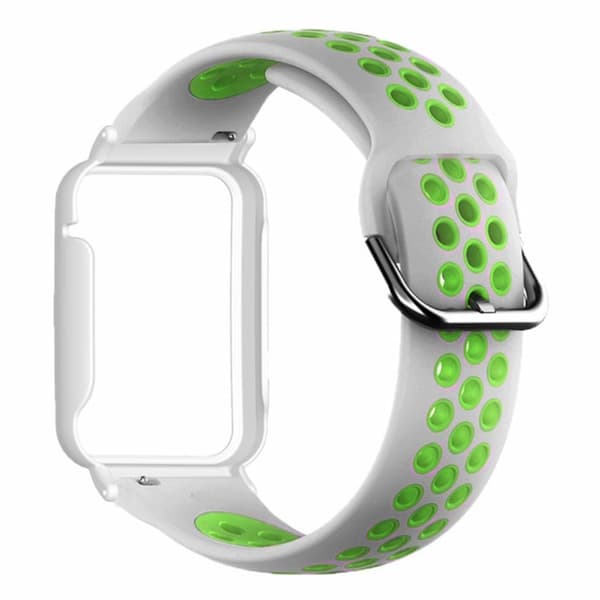 Xiaomi Smart Band 8 Pro Silicone Watch Bands Replacement Strap med Watch Case - Grå + Grøn Green