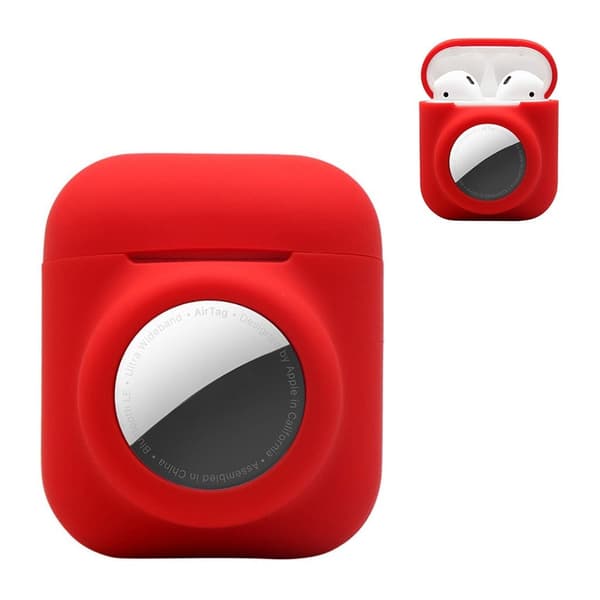 2-i-1 silikonfodral för AirPods / AirTag - Röd Röd