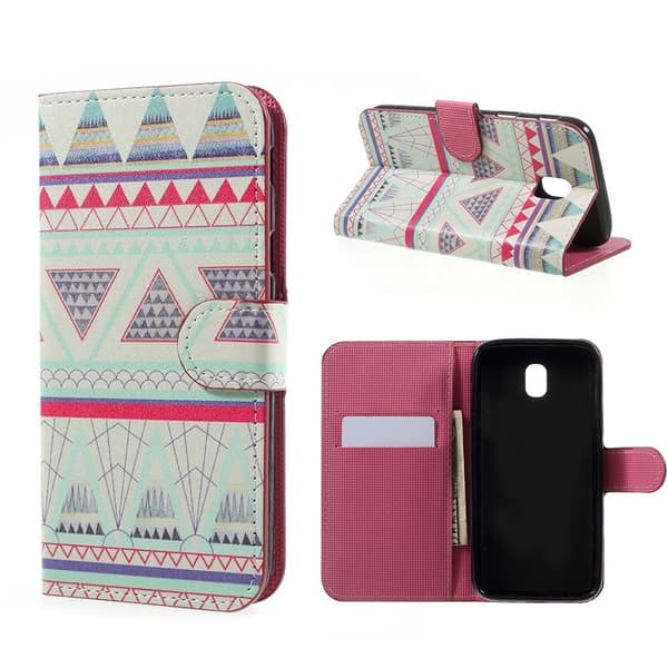 Samsung Galaxy J5 (2017) Etui laget av kunstlær og silikon – Triangler Multicolor