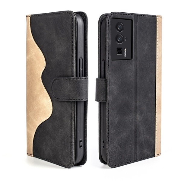 Kaksivärinen nahkainen läppäkotelo Xiaomi Redmi K60 / Xiaomi Redmi K60 Pro - Musta Black
