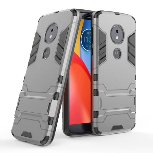 Motorola Moto G6 Play TPU Hybriidi Takaosa Suoja missä Jalkatuki - Harmaa Silver grey
