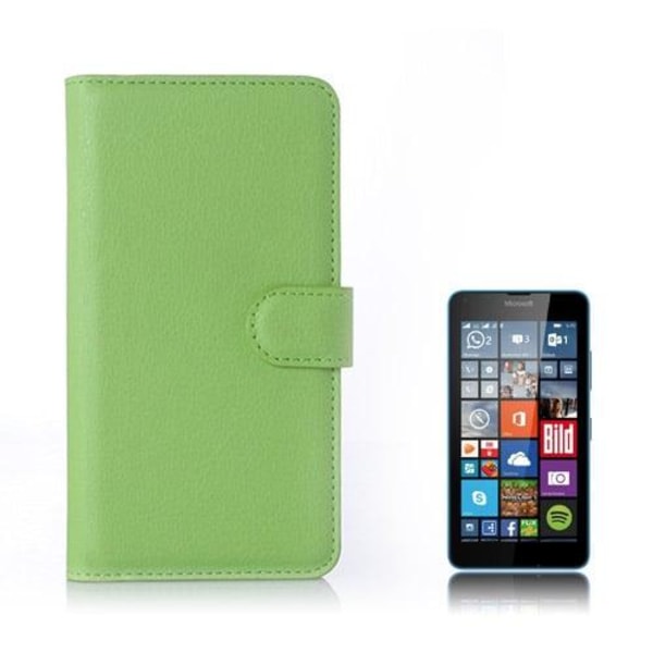 Moen Microsoft Lumia 640 Läder Fodral med Korthållare - Grön Grön