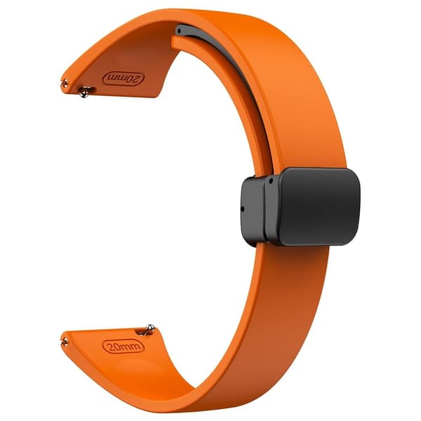 20 mm universal silikonrem med svart spenne - Oransje Orange
